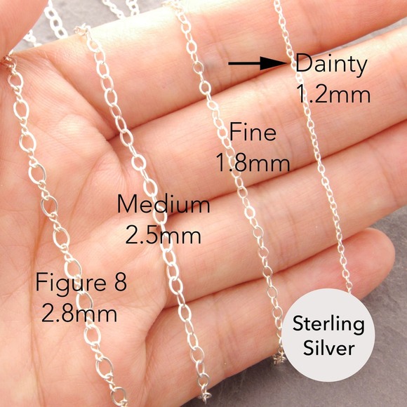 26” Dainty Silver Necklace, sterling silver, chain necklace, thin (z 35-1sd-sp) - Picture 2 of 6